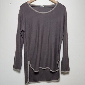 Portolano Women Wool Cashmere Tunic Sweater Medium Lagenlook Coastal Brown
